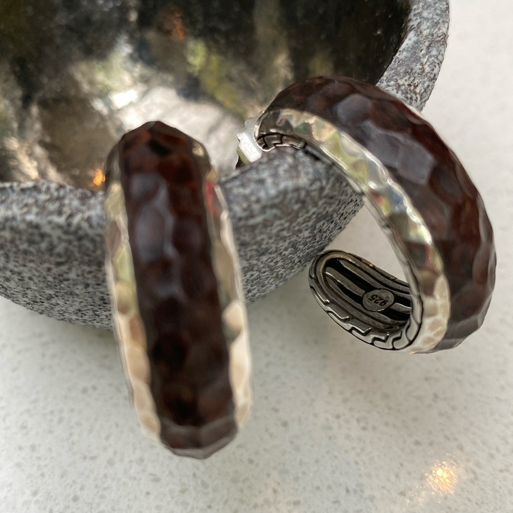 John Hardy Rosewood Silver Palu Hoop Earrings